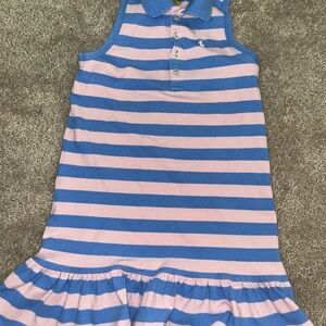 Striped Pink and Blue Sleeveless Dress
